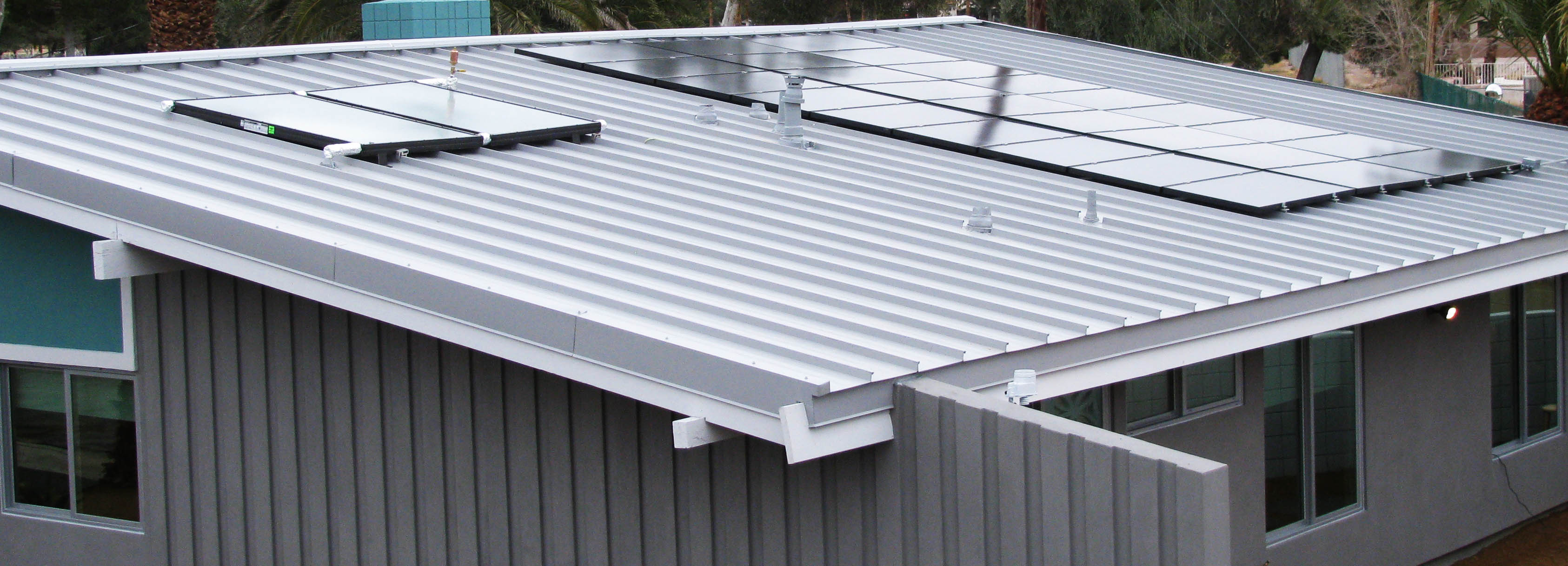 Solar panels on metal roof