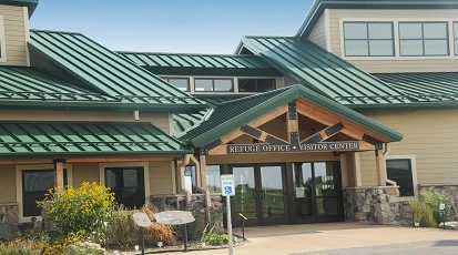 refuge office and visitor center with metal roofing