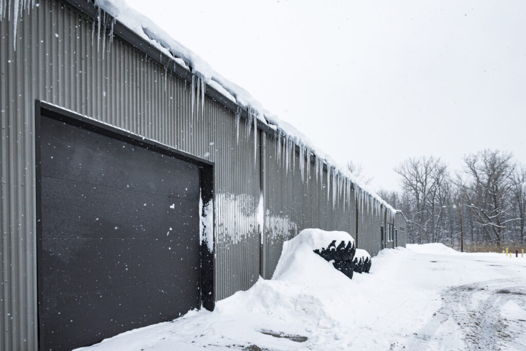 Metal building with Icicles.